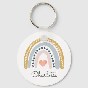 Boho Waterverf Rainbow Gepersonaliseerd Sleutelhanger