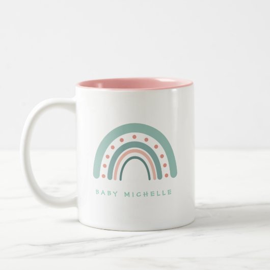 Boho Waterverf Rainbow Gepersonaliseerd Tweekleurige Koffiemok (Links)