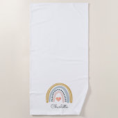 Boho Waterverf Rainbow Gepersonaliseerde Button Strandlaken (Voorkant)