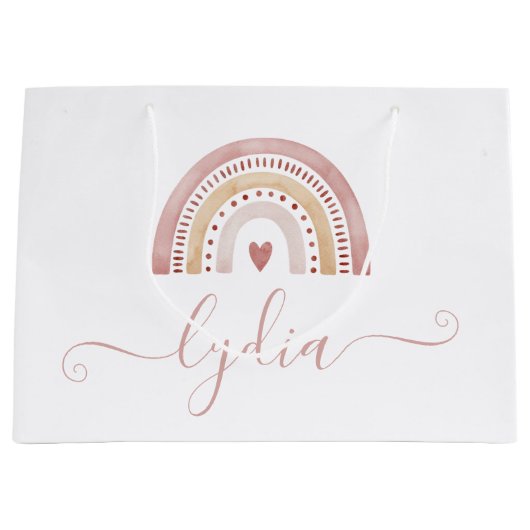 Boho Waterverf Rainbow Gift Bag Groot Cadeauzakje (Voorkant)