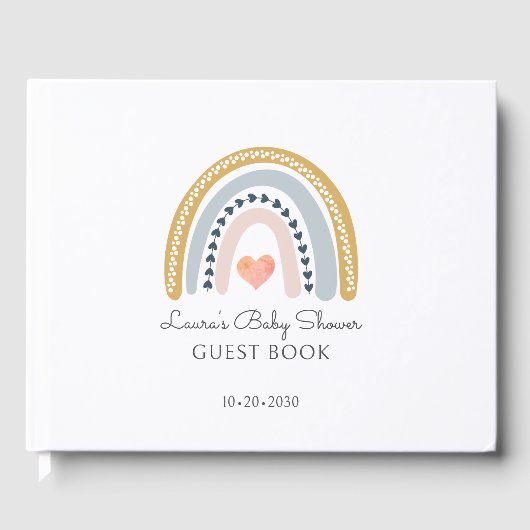 Boho Waterverf Rainbow Girl Baby shower Gastenboek (Voorkant)