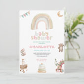 Boho Waterverf Rainbow Girl Baby shower Kaart (Staand voorkant)