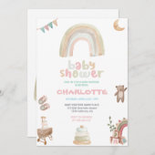 Boho Waterverf Rainbow Girl Baby shower Kaart (Voorkant / Achterkant)