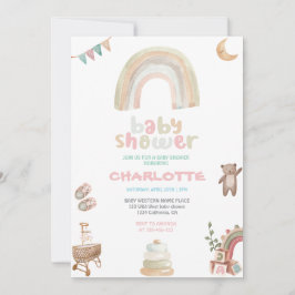Boho Waterverf Rainbow Girl Baby shower Kaart
