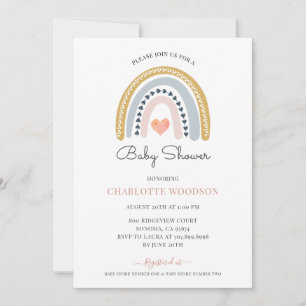 Boho Waterverf Rainbow Girl Baby shower Kaart