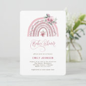 Boho Waterverf Rainbow Girl Baby shower Kaart (Staand voorkant)