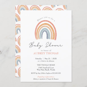 Boho Waterverf Rainbow Girl Boy Twins Baby shower Kaart