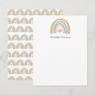 Boho Waterverf Rainbow Girl's Notitiekaartje