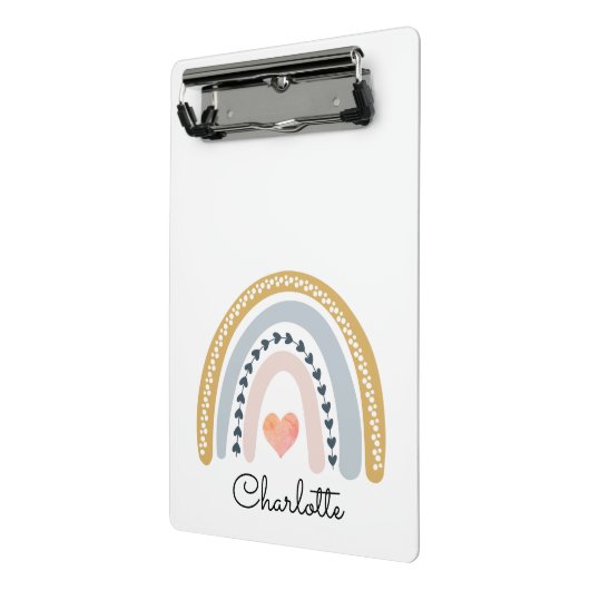 Boho Waterverf Rainbow Kind Gepersonaliseerd Mini Klembord (Angled2)