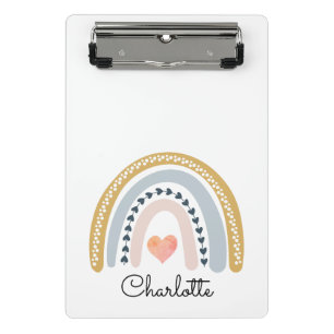 Boho Waterverf Rainbow Kind Gepersonaliseerd Mini Klembord
