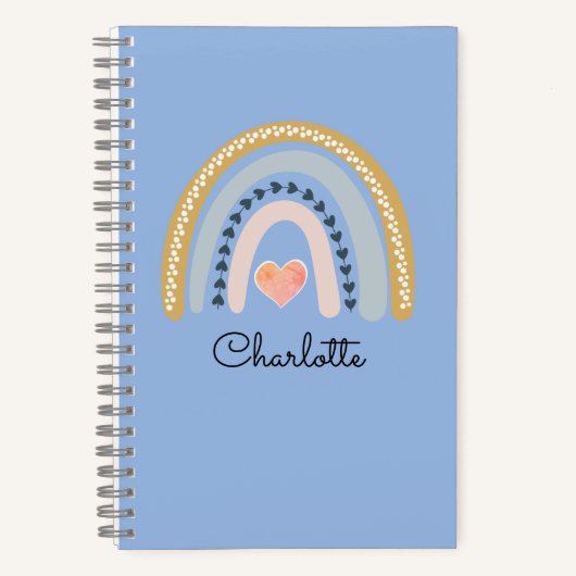 Boho Waterverf Rainbow Kind Gepersonaliseerd Notitieboek (Voorkant)