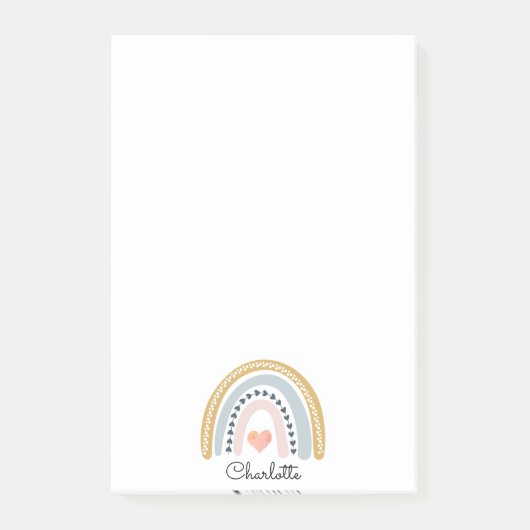 Boho Waterverf Rainbow Kind Gepersonaliseerd Post-it® Notes (Voorkant)