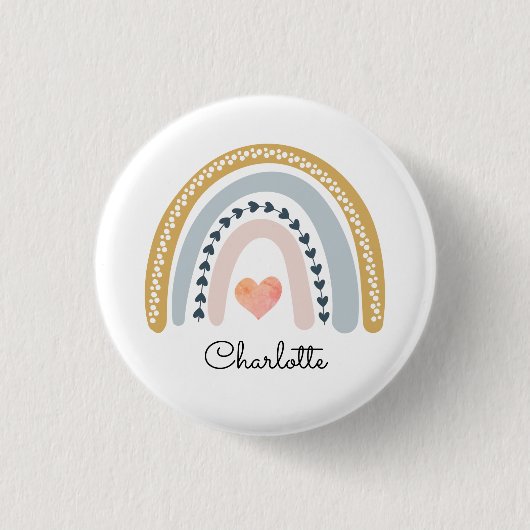 Boho Waterverf Rainbow Kind Gepersonaliseerd Ronde Button 3,2 Cm (Voorkant)