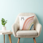 Boho Waterverf Rainbow Monogram Modern Coral Kussen (Stoel)