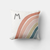 Boho Waterverf Rainbow Monogram Modern Coral Kussen (Voorkant)