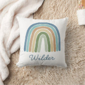 Boho Waterverf Rainbow Name Modern Blue Kussen (Deken)