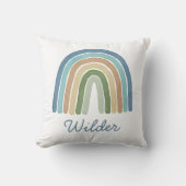 Boho Waterverf Rainbow Name Modern Blue Kussen (Voorkant)