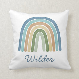 Boho Waterverf Rainbow Name Modern Blue Kussen