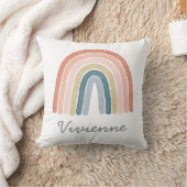 Boho Waterverf Rainbow Name Modern Coral Kussen (Deken)