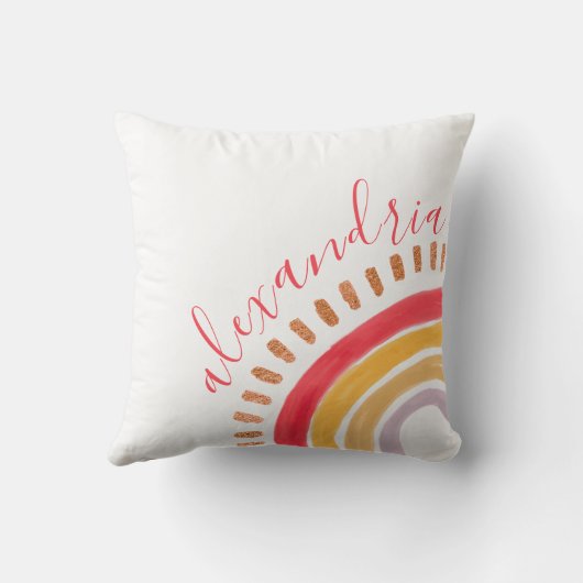 Boho Waterverf Rainbow Name Nursery Kussen (Achterkant)