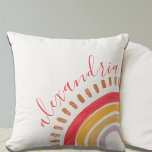 Boho Waterverf Rainbow Name Nursery Kussen<br><div class="desc">Deze prachtige kwekerij of kinderen werpt een kussen met een waterverf regenboog in helder magenta roze,  geel en lavender. Een tekst sjabloon is inbegrepen voor verpersoonlijking voor zich of als gift. Ideaal voor een nieuwe baby met een boho-regenbooggerichte kinderkamer.</div>
