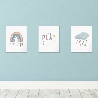 Boho Waterverf Rainbow Nursery Decor Muurkunst Sets