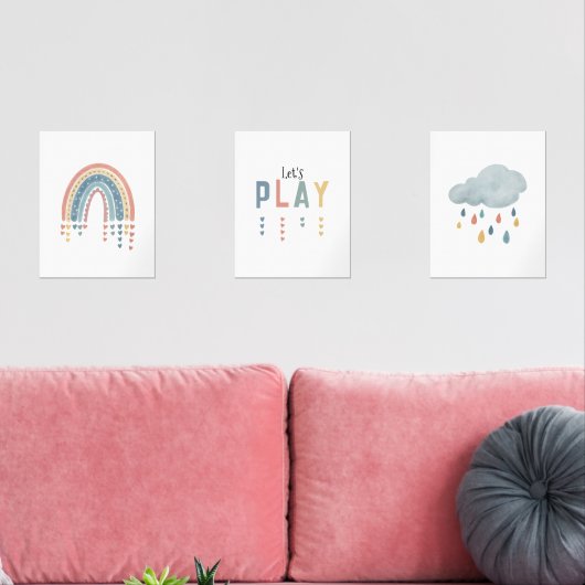 Boho Waterverf Rainbow Nursery Decor Muurkunst Sets (Woonkamer)