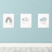Boho Waterverf Rainbow Nursery Decor Muurkunst Sets (Houten vloer)