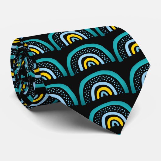 Boho Waterverf Rainbow Pattern Stropdas (Opgerold)