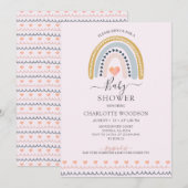Boho Waterverf Rainbow Pink Baby shower Kaart (Voorkant / Achterkant)