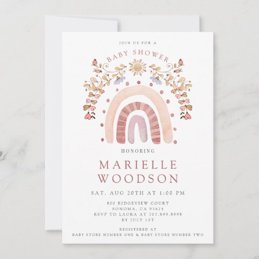Boho Waterverf Rainbow Sunshine Baby shower Kaart (Voorkant)