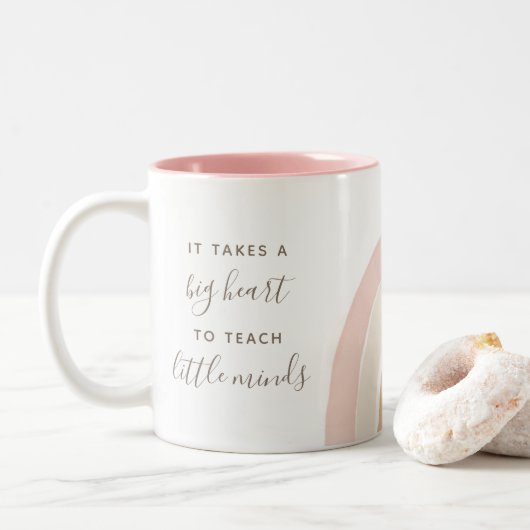 Boho Waterverf Rainbow Teacher Appreciation Tweekleurige Koffiemok (Met donut)