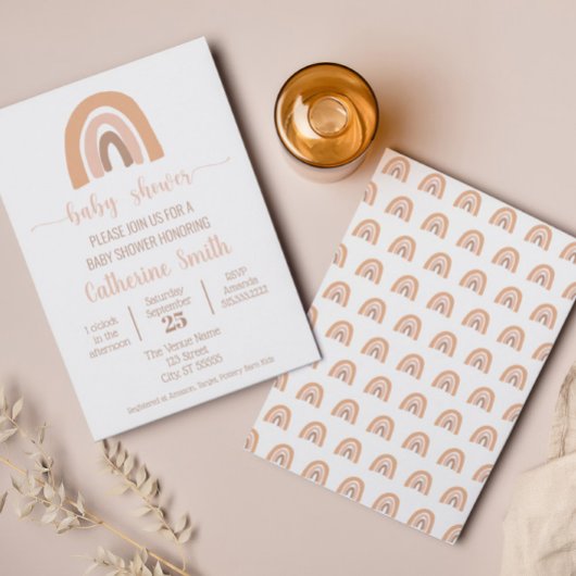 Boho Waterverf Rainbow Terracotta Baby shower Kaart