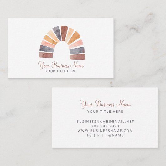 Boho Waterverf Rainbow Visitekaartje (Voorkant / Achterkant)