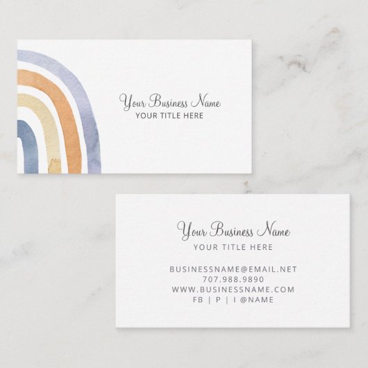 Boho Waterverf Rainbow Visitekaartje (Voorkant / Achterkant)