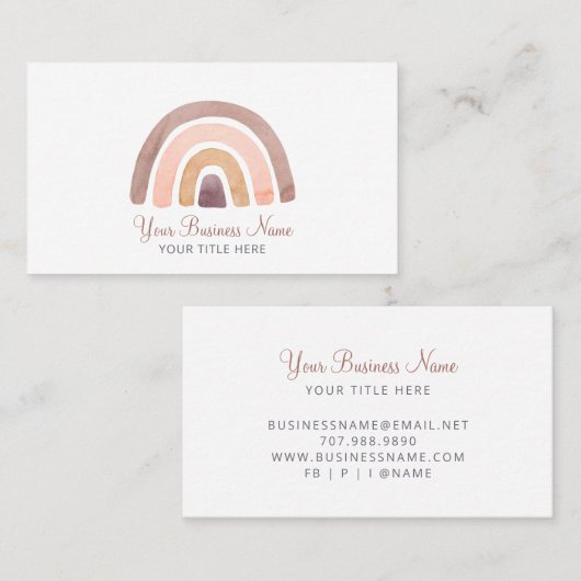 Boho Waterverf Rainbow Visitekaartje (Voorkant / Achterkant)