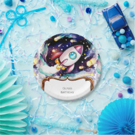 Boho Waterverf Raket Verjaardag Papieren Bordje