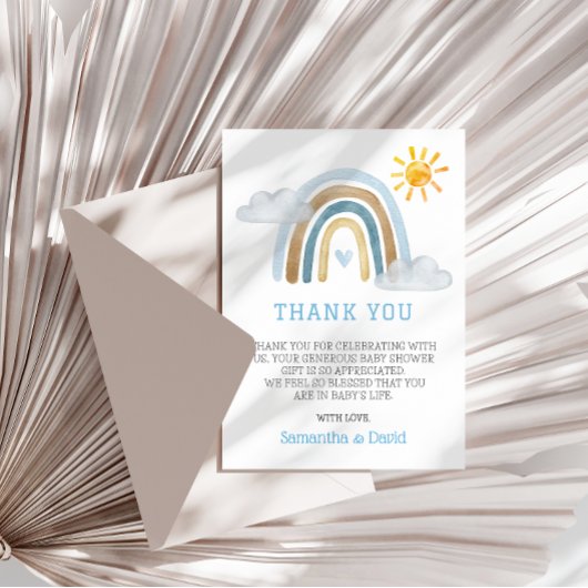 Boho Waterverf Regenboog Baby shower Dank u kaart