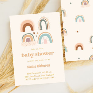 Boho Waterverf Regenboog Baby shower Schattige Kaart