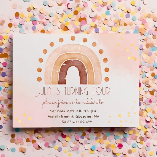 Boho waterverf regenboog Birthday Uitnodiging