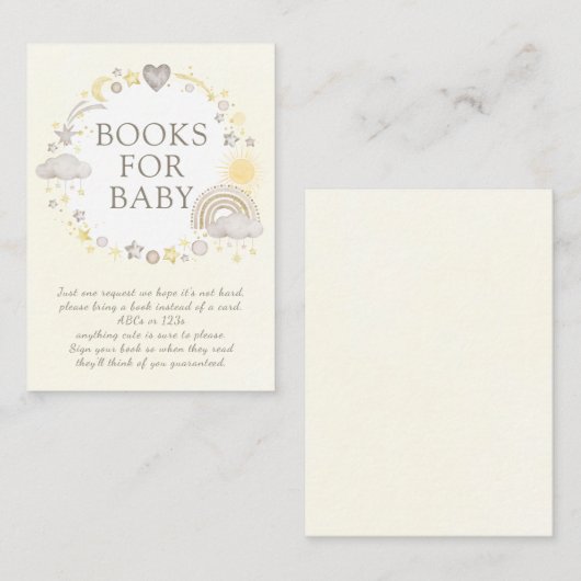 Boho Waterverf Regenboog Boeken voor Baby Informatiekaartje (Voorkant / Achterkant)