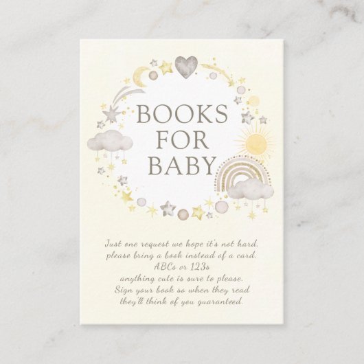 Boho Waterverf Regenboog Boeken voor Baby Informatiekaartje (Voorkant)