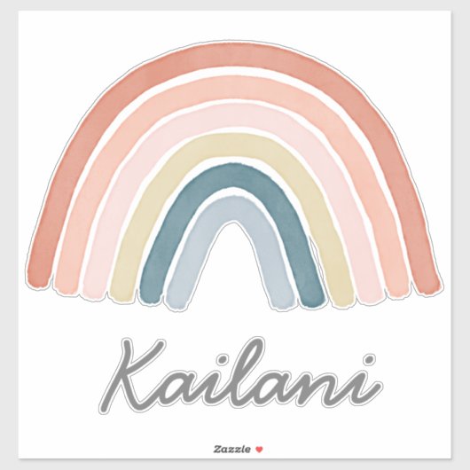 Boho Waterverf Regenboog en Naam Sticker (Vel)