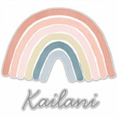 Boho Waterverf Regenboog en Naam Sticker (Voorkant)
