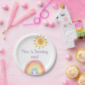 Boho Waterverf regenboog en zon papier Bord (Feest)