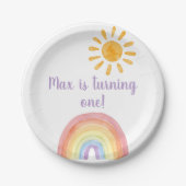 Boho Waterverf regenboog en zon papier Bord (Voorkant)