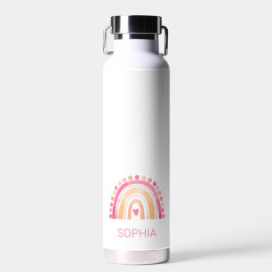 Boho Waterverf Regenboog in Roze gepersonaliseerd Waterfles