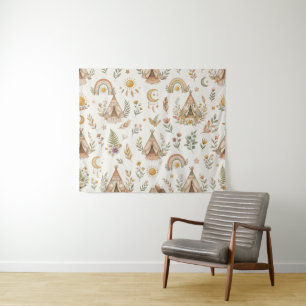 Boho Waterverf Regenboog Kinderkamer Wandtapijt Wandkleed