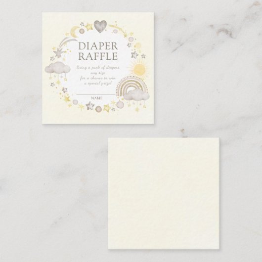 Boho Waterverf Regenboog Luier Raffle Informatiekaartje (Voorkant / Achterkant)