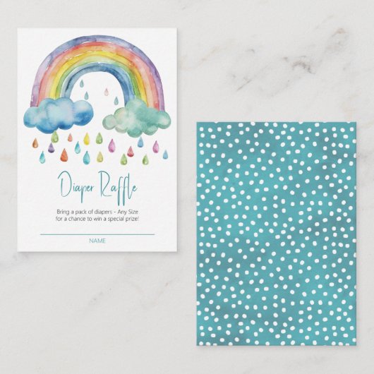 Boho Waterverf Regenboog Luier Raffle Informatiekaartje (Voorkant / Achterkant)